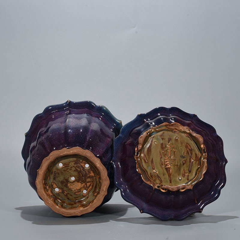Song Dynasty Jun kiln Fenghua model rose purple glaze sunflower mouth flowerpot