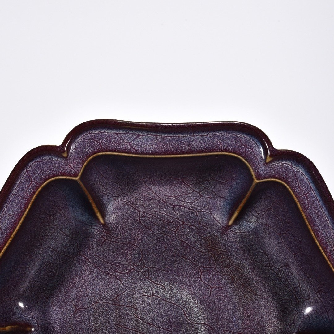 Song Dynasty Jun kiln obsidian rose purple glaze hexagonal sunflower wash