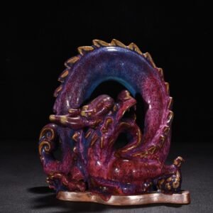 Song Dynasty Jun kiln obsidian rose purple glaze earthworm walking mud dragon pattern