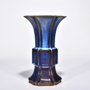 Song Dynasty Jun kiln obsidian grape purple glaze hexagonal flower goblet