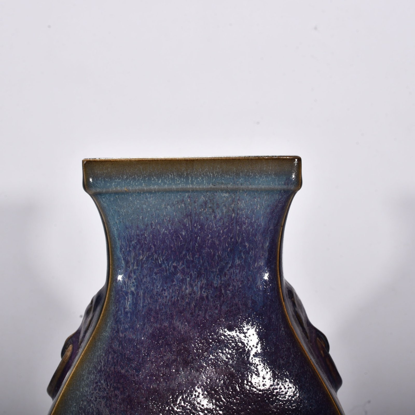Song Dynasty Jun kiln rose purple square eared vase