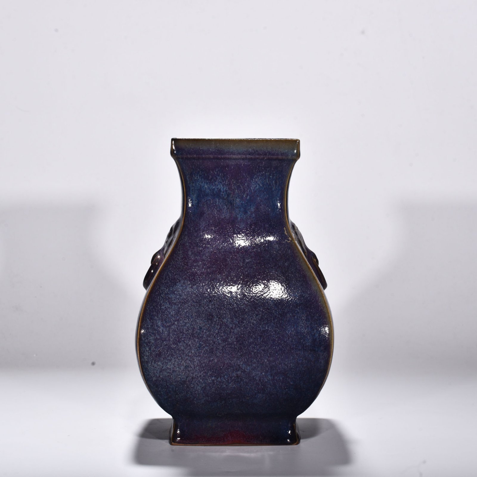 Song Dynasty Jun kiln rose purple square eared vase