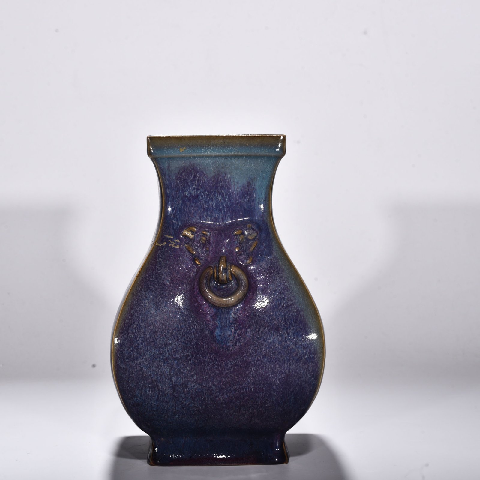 Song Dynasty Jun kiln rose purple square eared vase