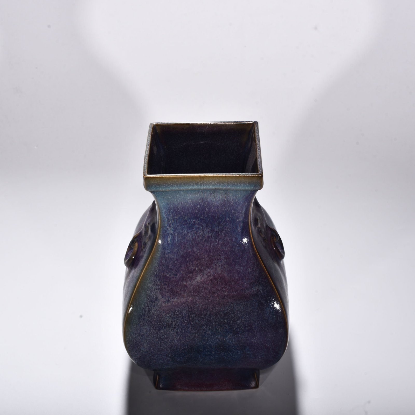 Song Dynasty Jun kiln rose purple square eared vase