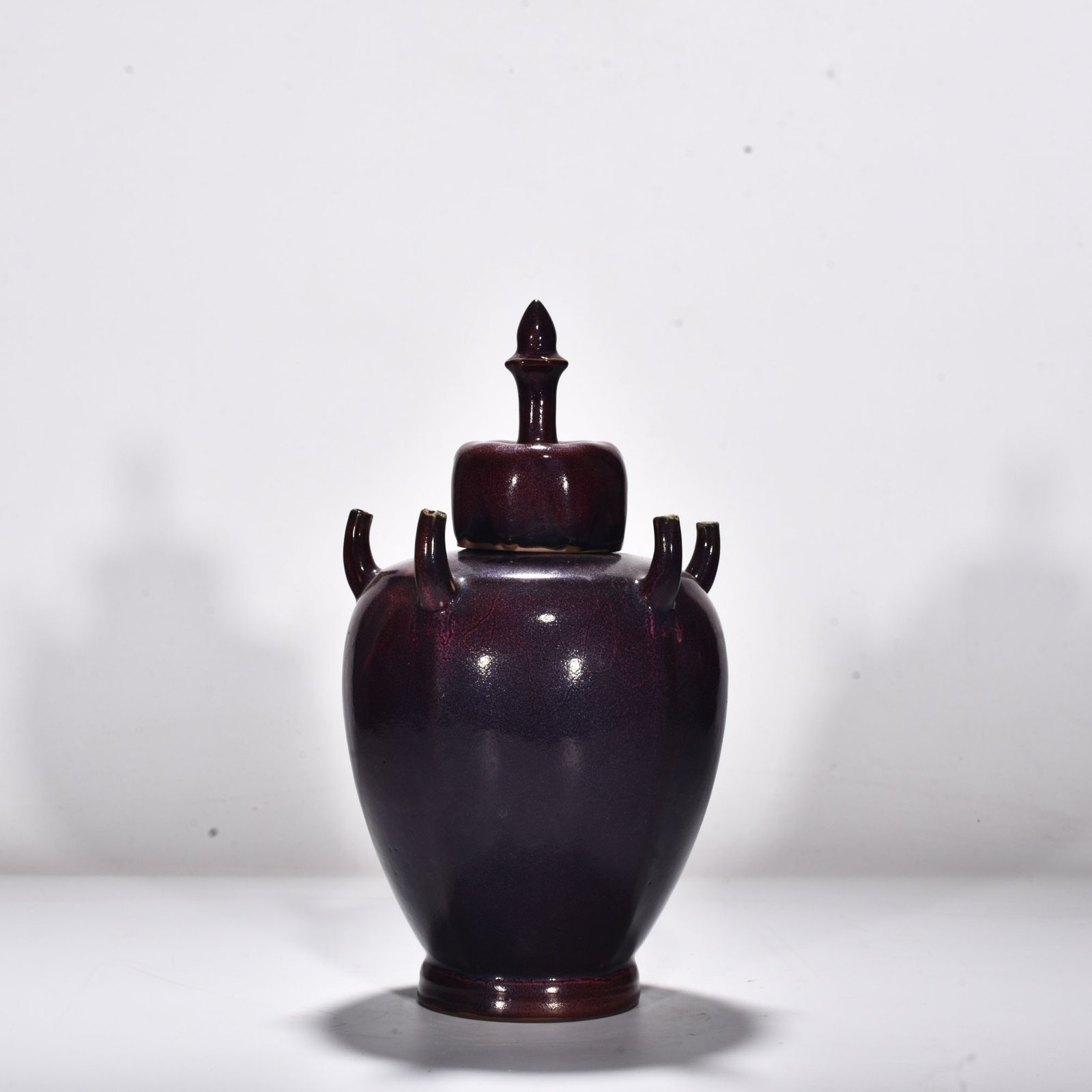 Song Dynasty Jun kiln rose purple glaze five-tube vase