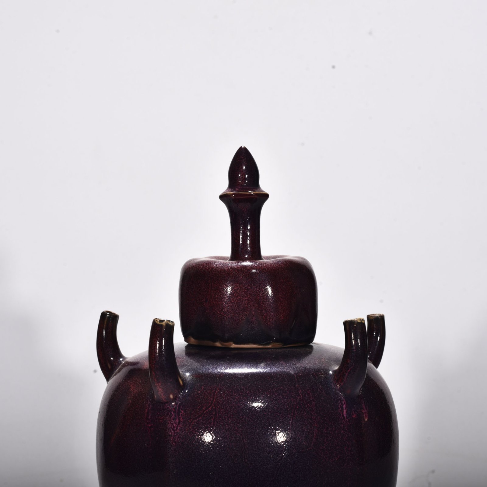 Song Dynasty Jun kiln rose purple glaze five-tube vase