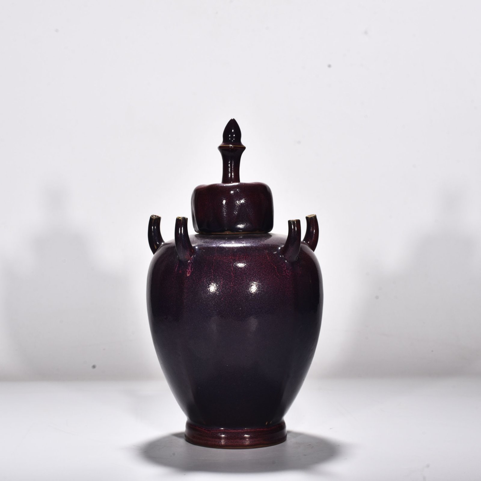 Song Dynasty Jun kiln rose purple glaze five-tube vase