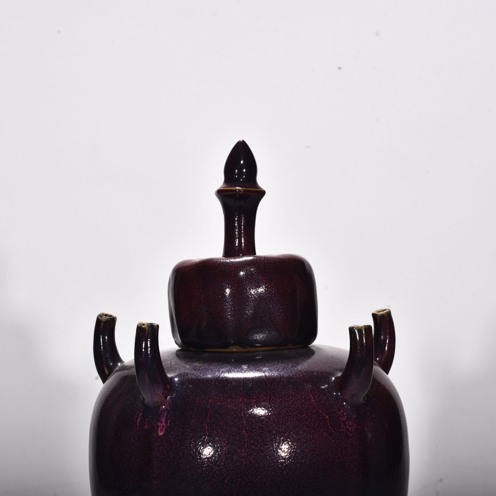 Song Dynasty Jun kiln rose purple glaze five-tube vase