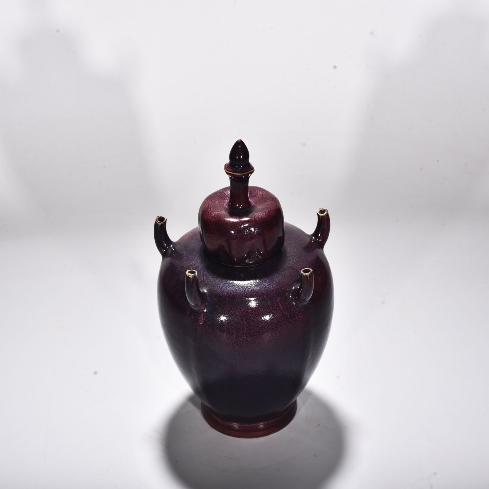 Song Dynasty Jun kiln rose purple glaze five-tube vase
