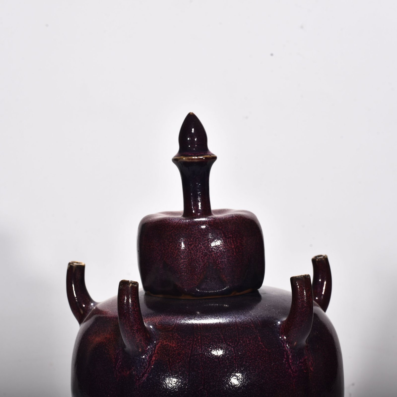Song Dynasty Jun kiln rose purple glaze five-tube vase