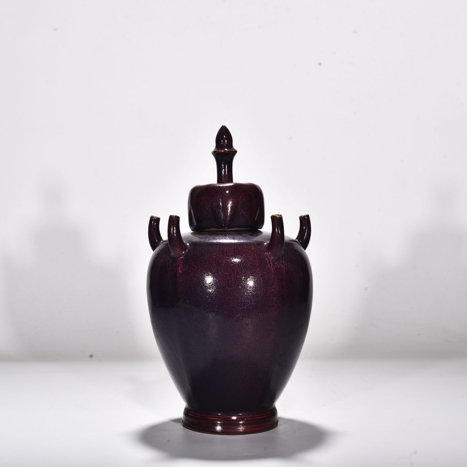 Song Dynasty Jun kiln rose purple glaze five-tube vase