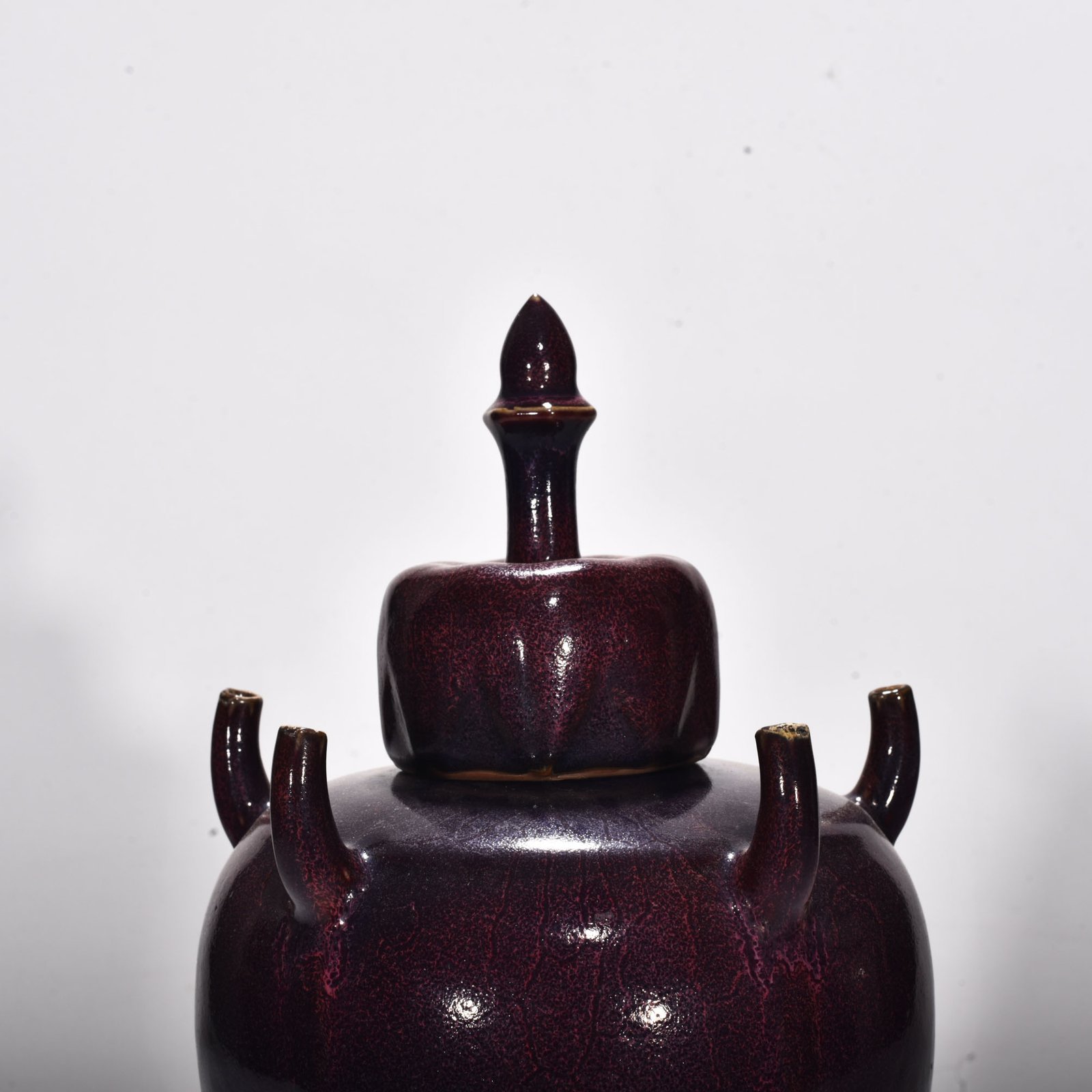 Song Dynasty Jun kiln rose purple glaze five-tube vase