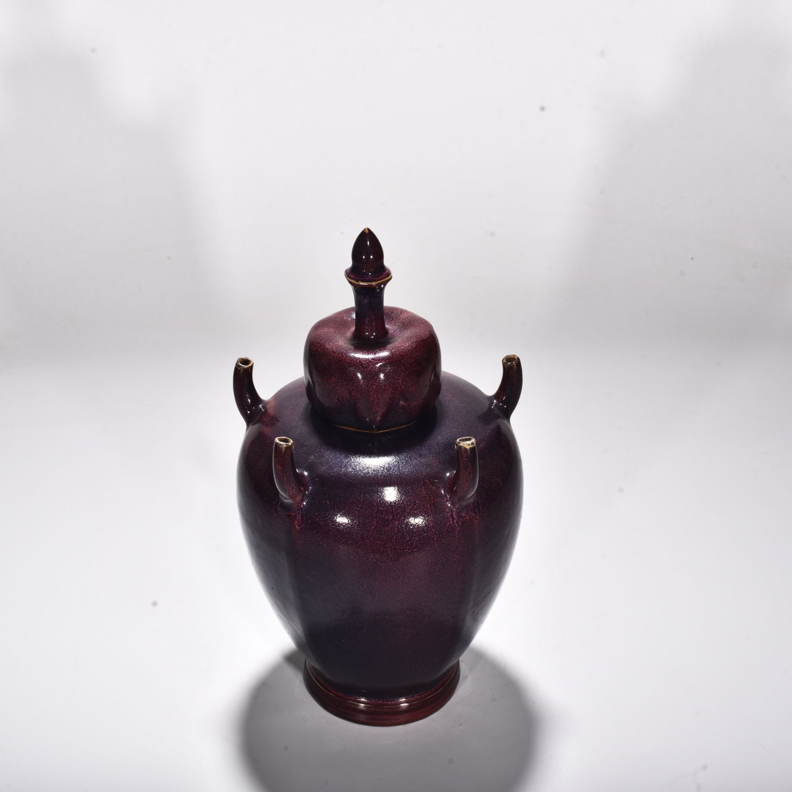 Song Dynasty Jun kiln rose purple glaze five-tube vase