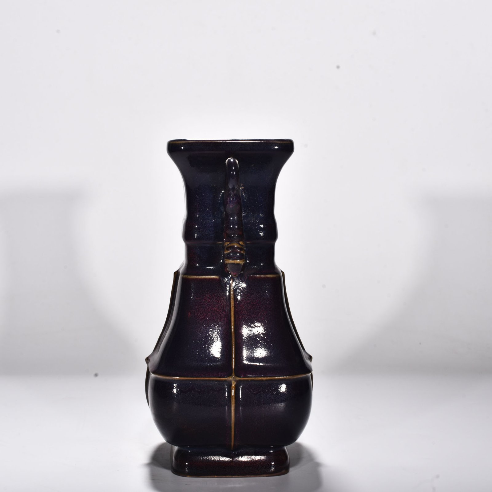 Song Dynasty Jun kiln rose purple glaze animal ear halberd flat vase