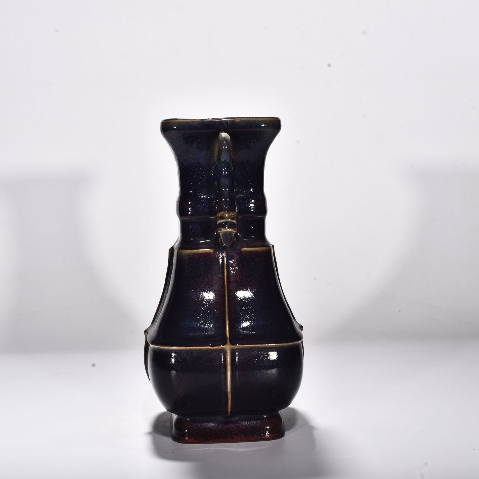 Song Dynasty Jun kiln rose purple glaze animal ear halberd flat vase