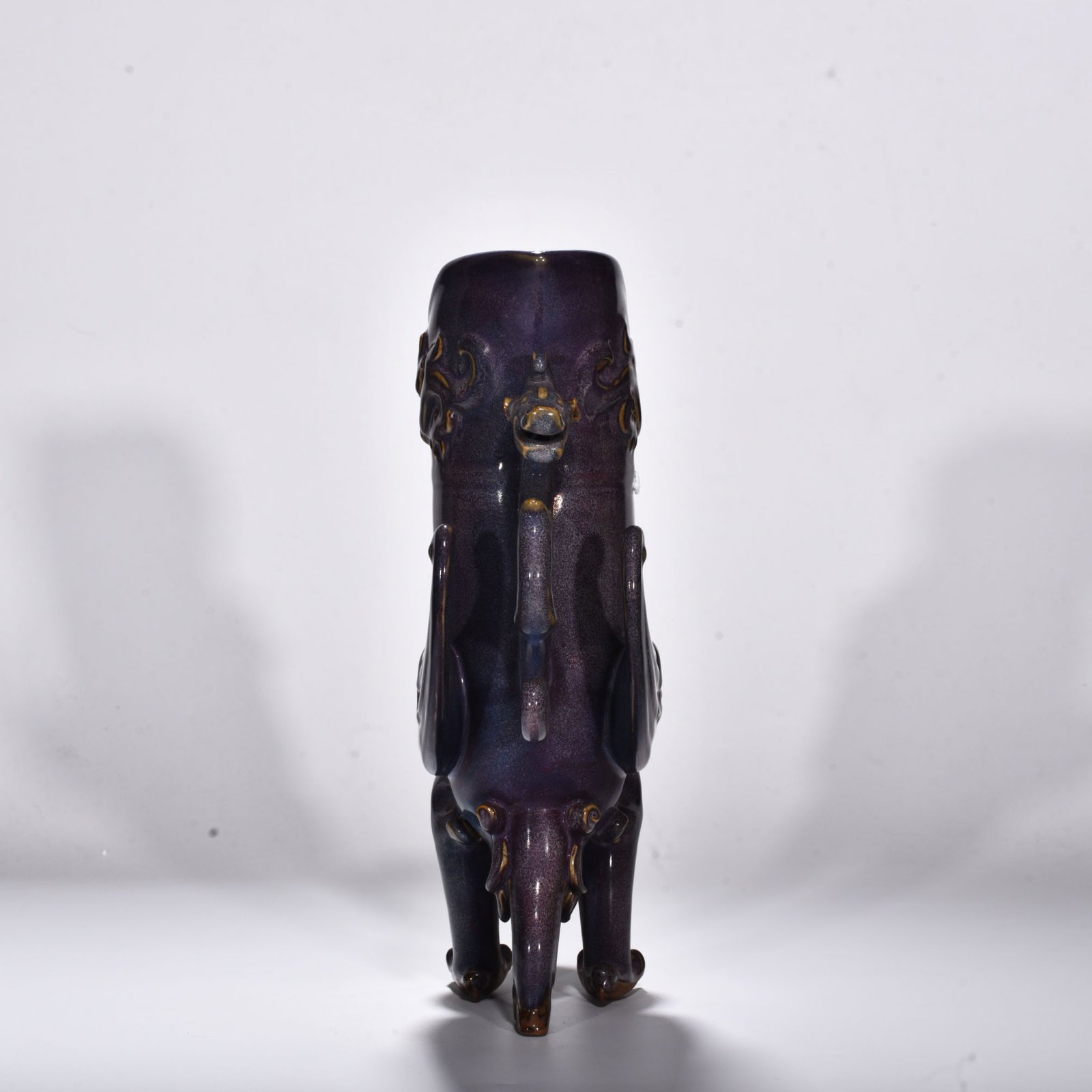Song Dynasty Jun Kiln rose purple glaze phoenix and bird pattern boot cup