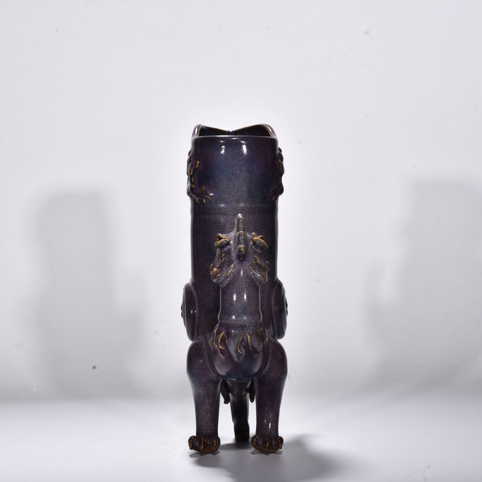 Song Dynasty Jun Kiln rose purple glaze phoenix and bird pattern boot cup