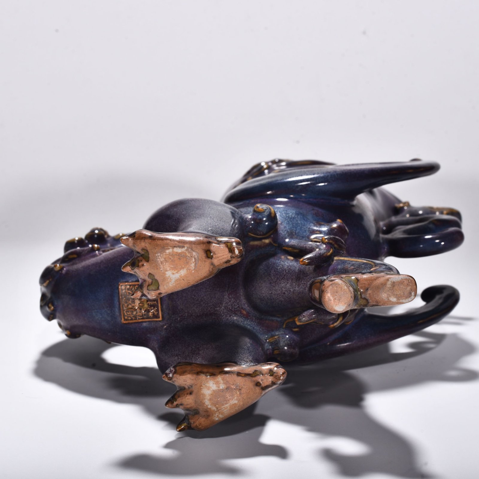 Song Dynasty Jun Kiln rose purple glaze phoenix and bird pattern boot cup