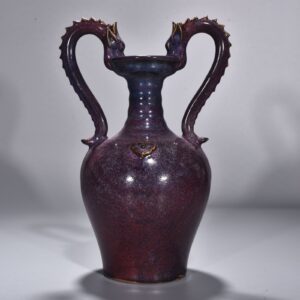 Song Dynasty Jun kiln rose purple glaze double dragon statue