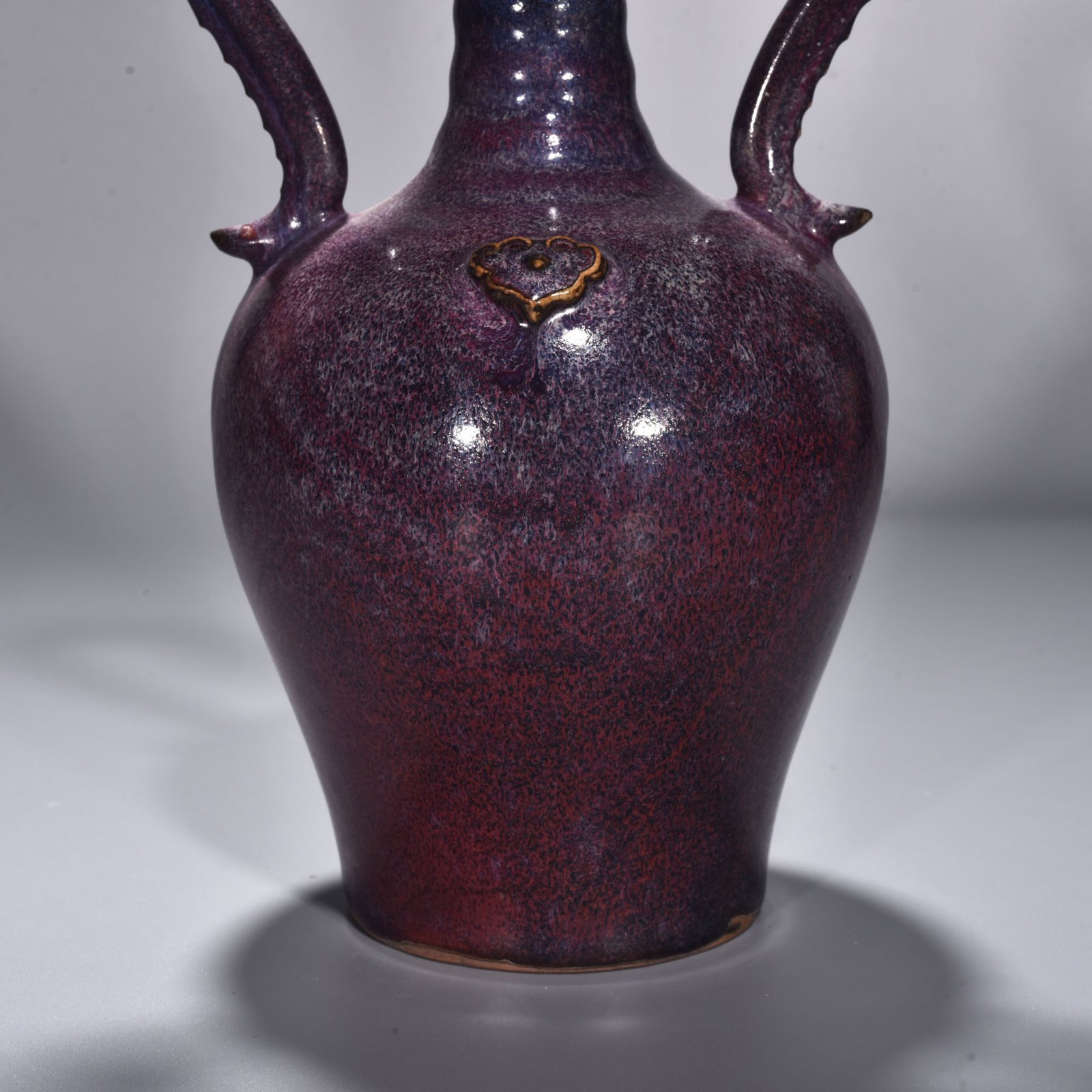 Song Dynasty Jun kiln rose purple glaze double dragon statue