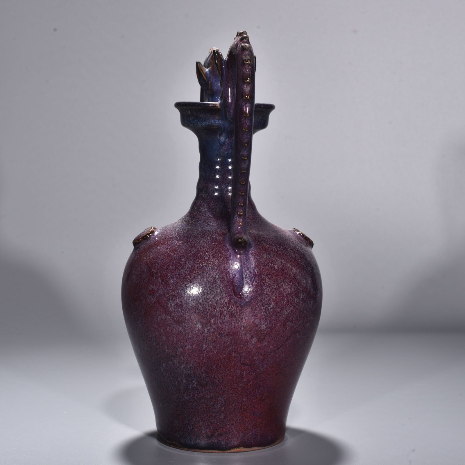Song Dynasty Jun kiln rose purple glaze double dragon statue