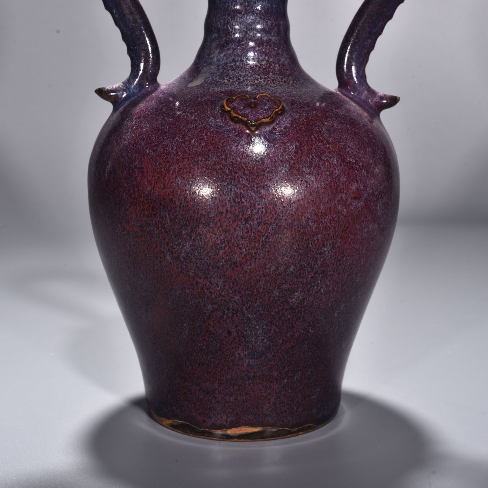 Song Dynasty Jun kiln rose purple glaze double dragon statue