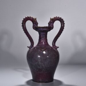 Song Dynasty Jun kiln rose purple glaze double dragon vase