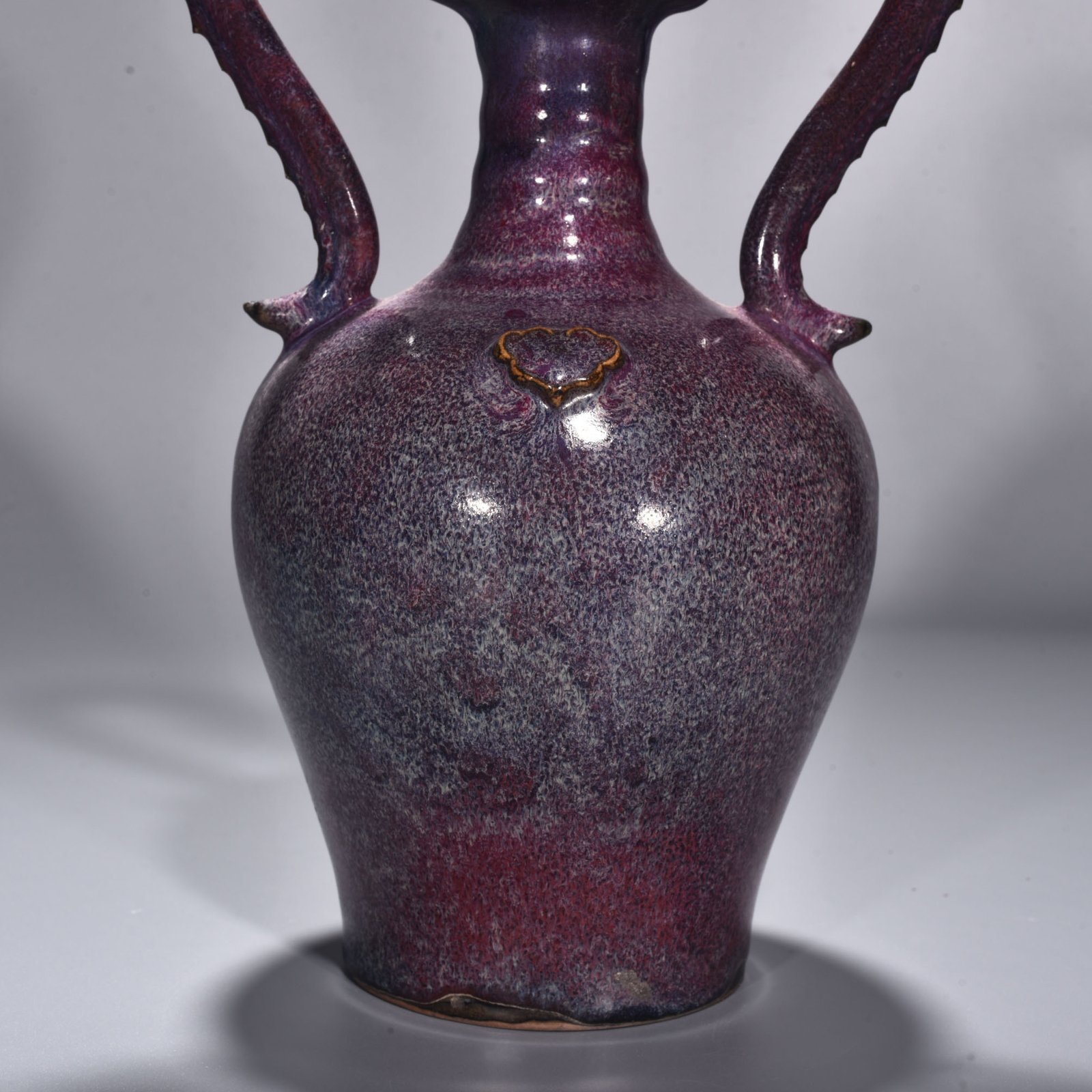 Song Dynasty Jun kiln rose purple glaze double dragon vase