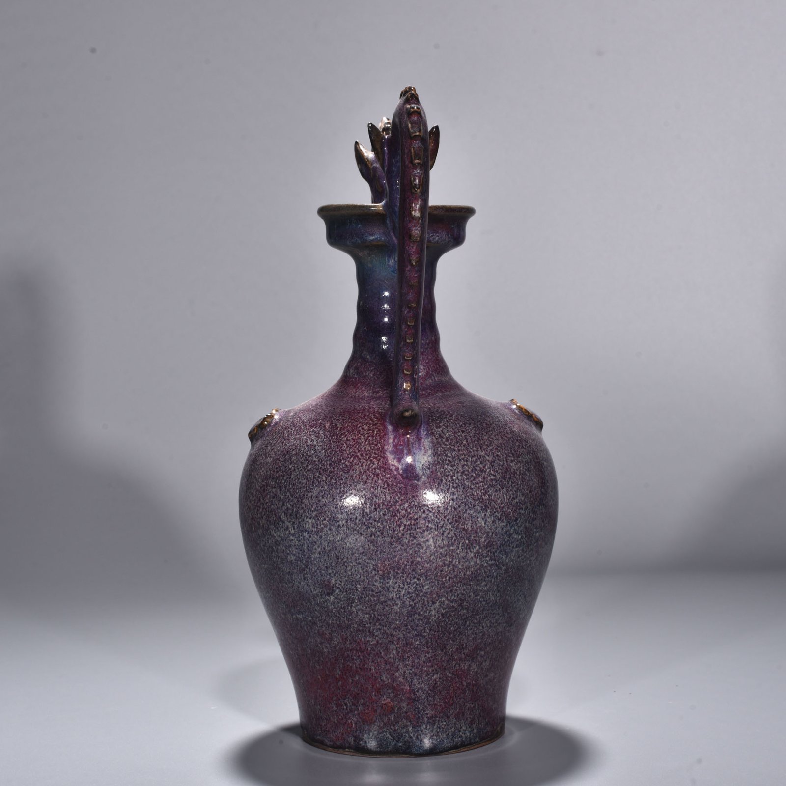 Song Dynasty Jun kiln rose purple glaze double dragon vase