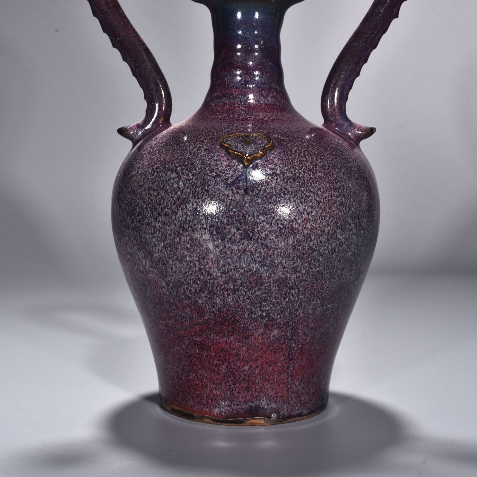 Song Dynasty Jun kiln rose purple glaze double dragon vase