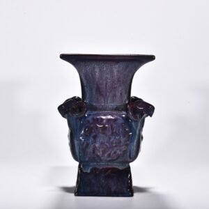 Song Dynasty Jun kiln rose purple glaze four-goat square statue