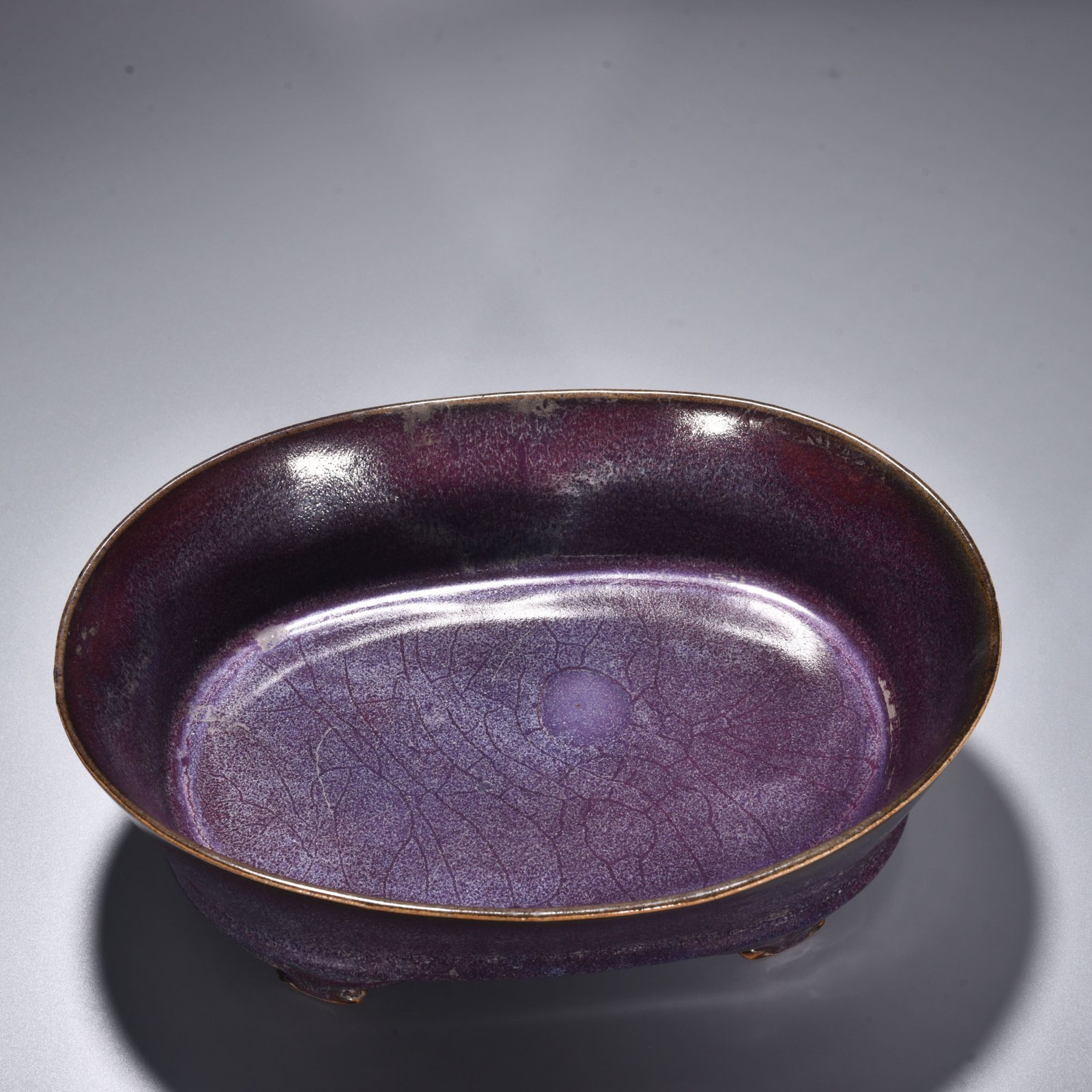 Song Dynasty Jun kiln rose purple glaze narcissus basin