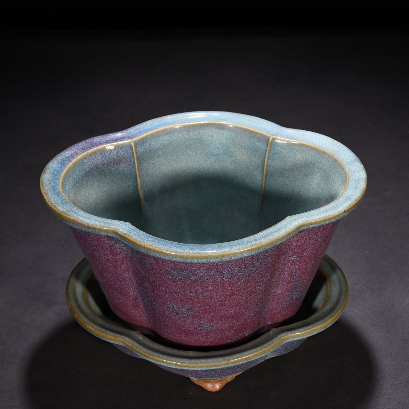 Song Dynasty Jun Kiln Rose Purple Glazed Begonia Style Flower Pot