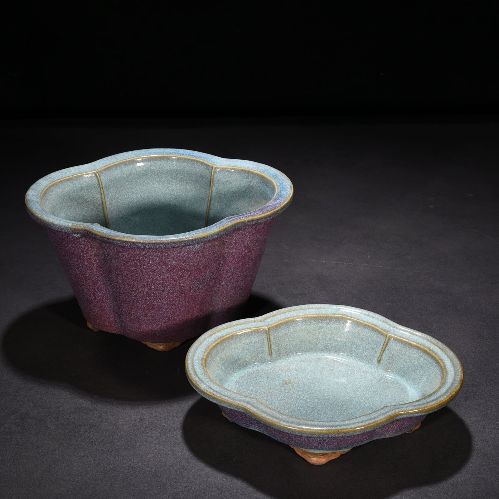 Song Dynasty Jun Kiln Rose Purple Glazed Begonia Style Flower Pot