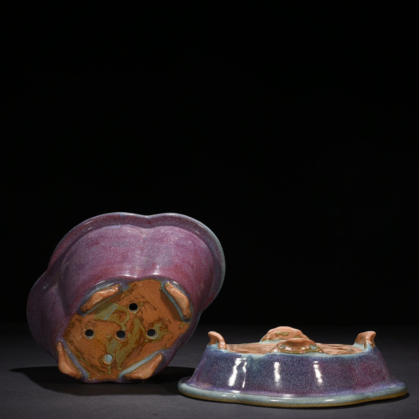 Song Dynasty Jun Kiln Rose Purple Glazed Begonia Style Flower Pot