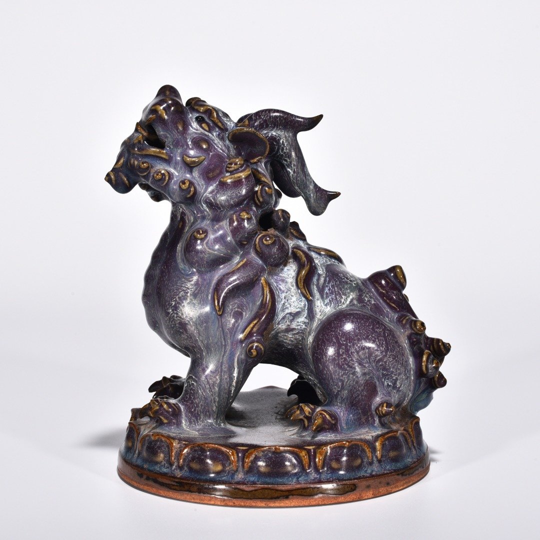 Song Dynasty Jun kiln rose purple glaze Suan Ni Statue