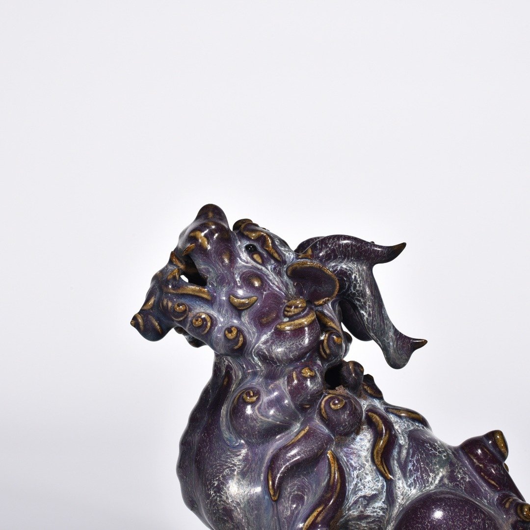 Song Dynasty Jun kiln rose purple glaze Suan Ni Statue