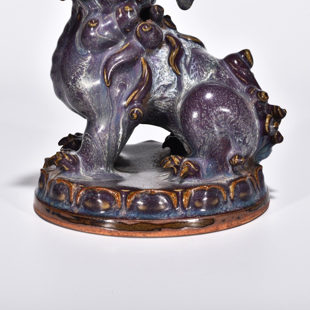 Song Dynasty Jun kiln rose purple glaze Suan Ni Statue