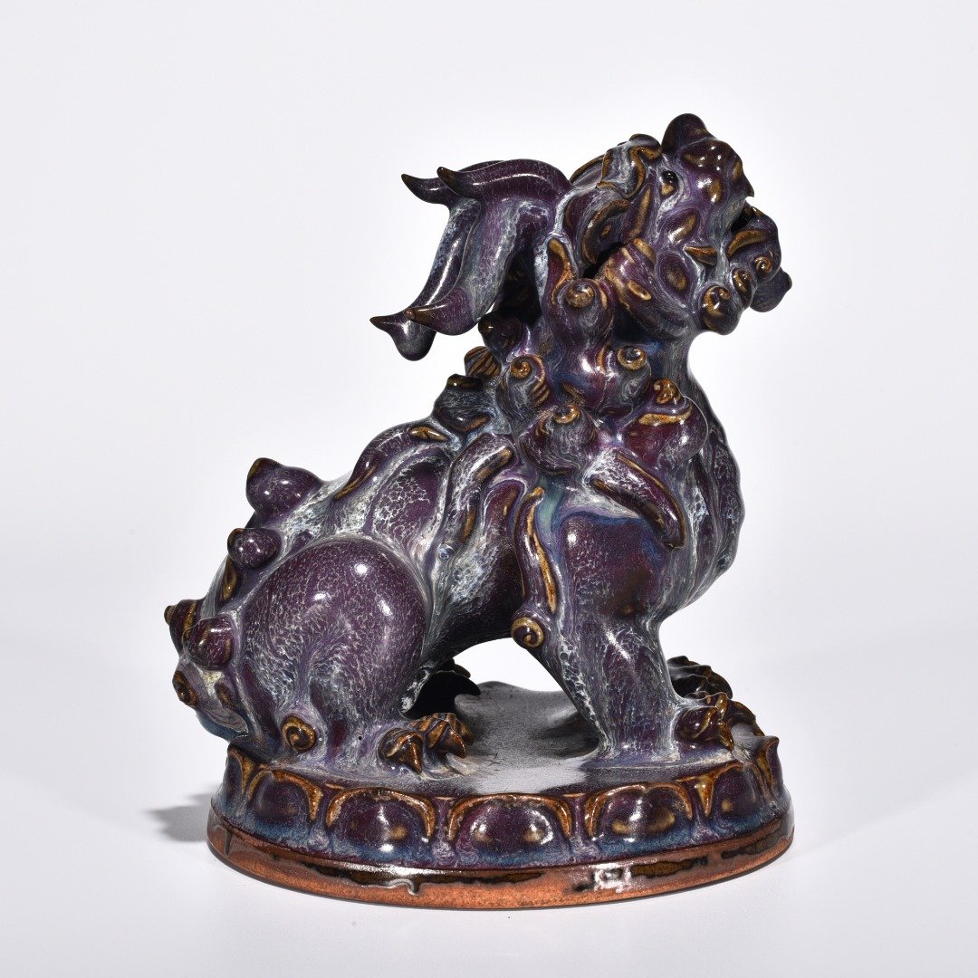 Song Dynasty Jun kiln rose purple glaze Suan Ni Statue