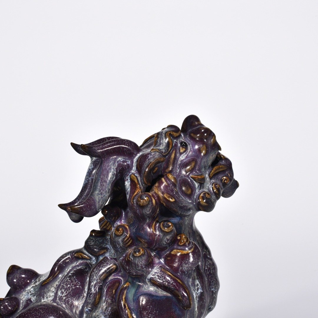 Song Dynasty Jun kiln rose purple glaze Suan Ni Statue