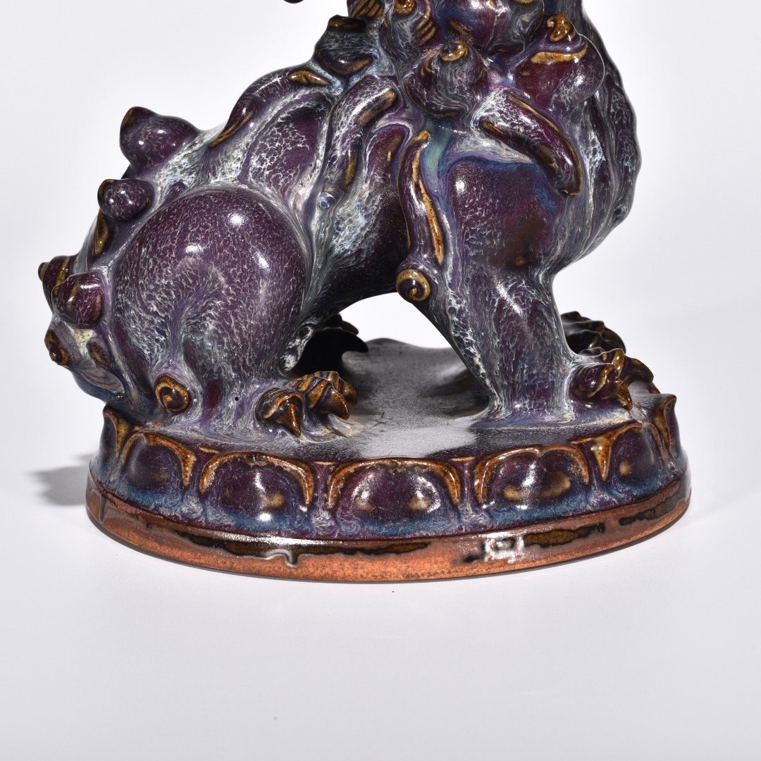 Song Dynasty Jun kiln rose purple glaze Suan Ni Statue