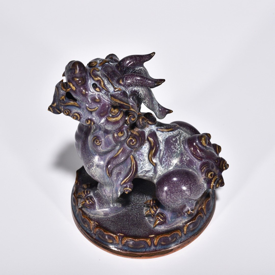 Song Dynasty Jun kiln rose purple glaze Suan Ni Statue
