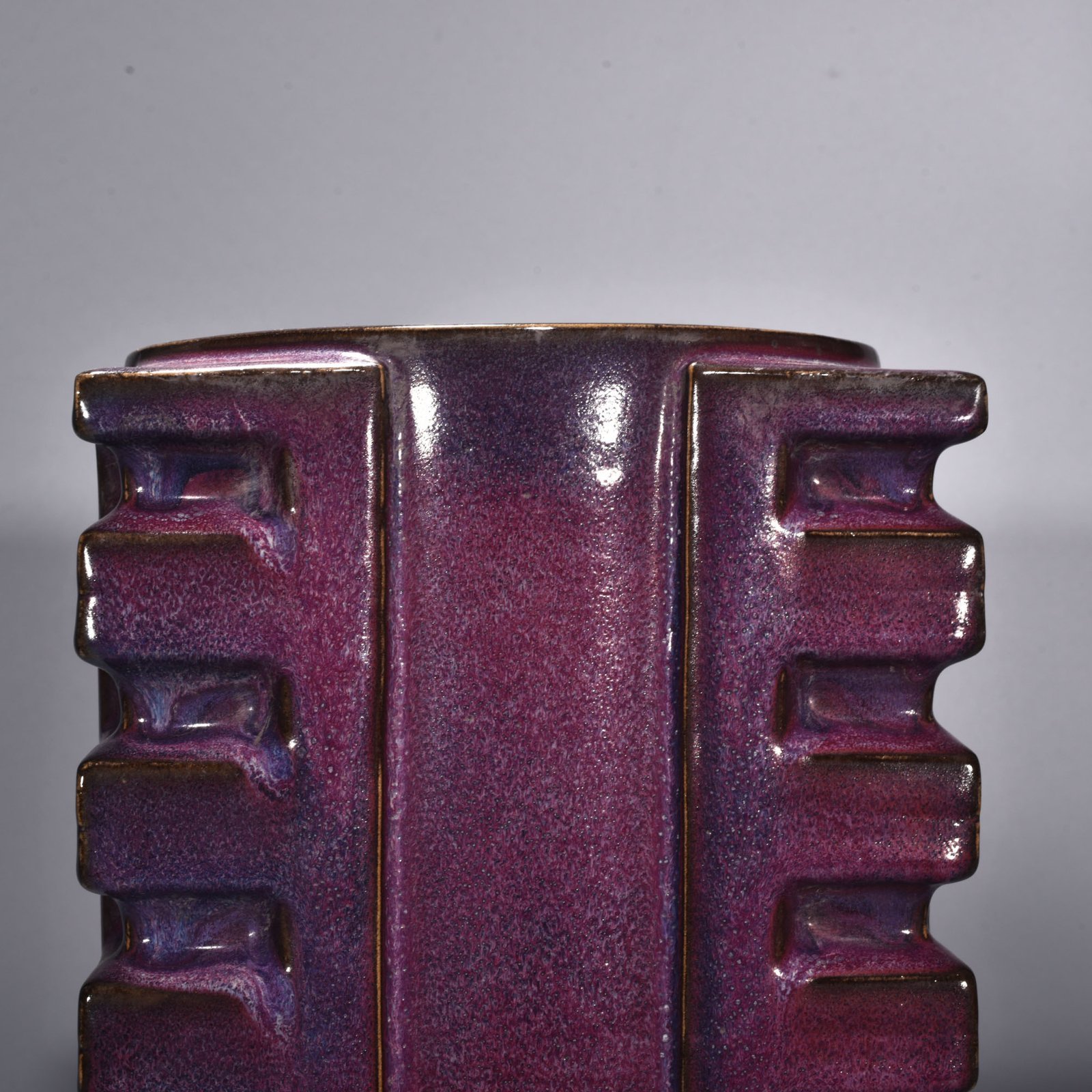 Song Dynasty Jun kiln rose purple glaze large Cong style vase