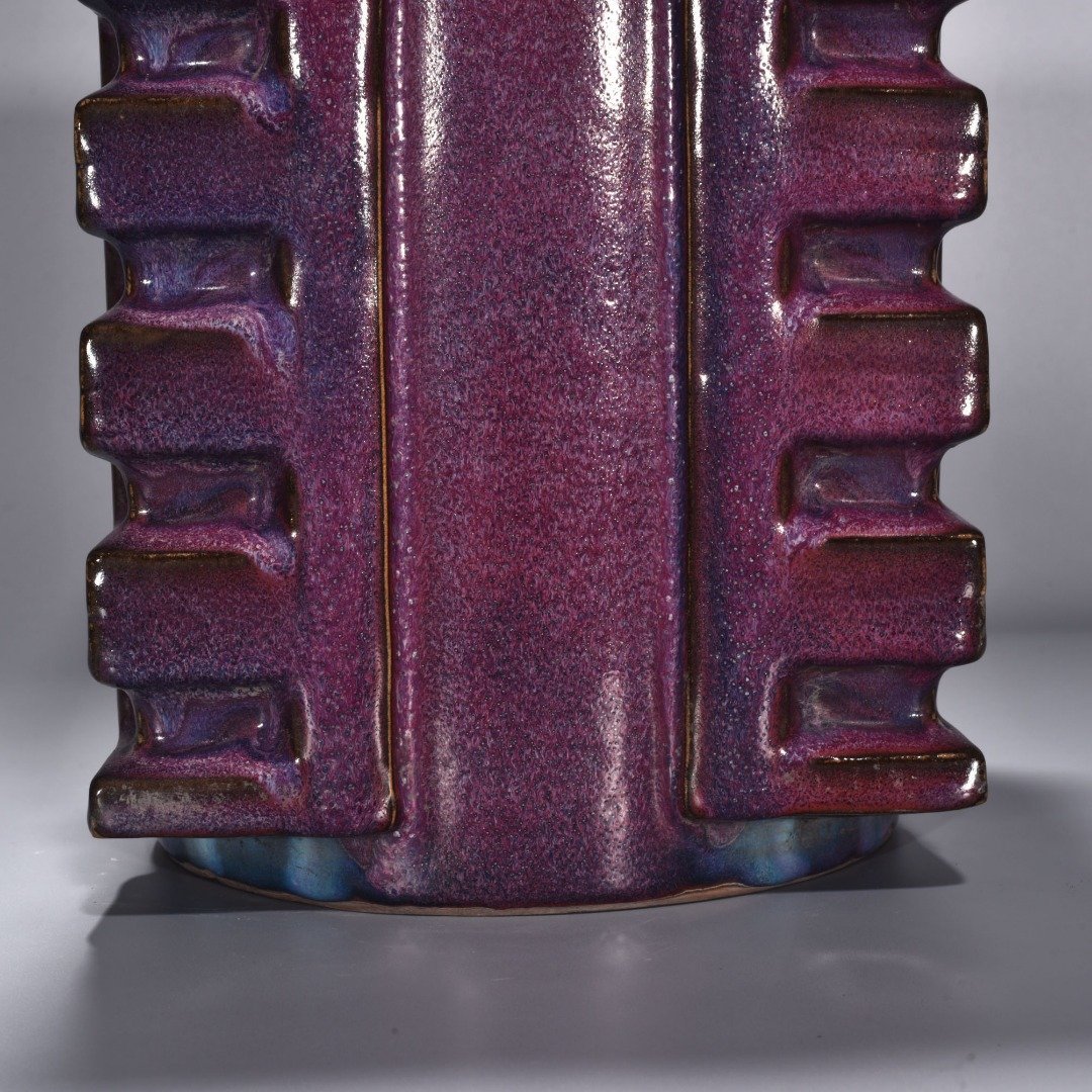 Song Dynasty Jun kiln rose purple glaze large Cong style vase