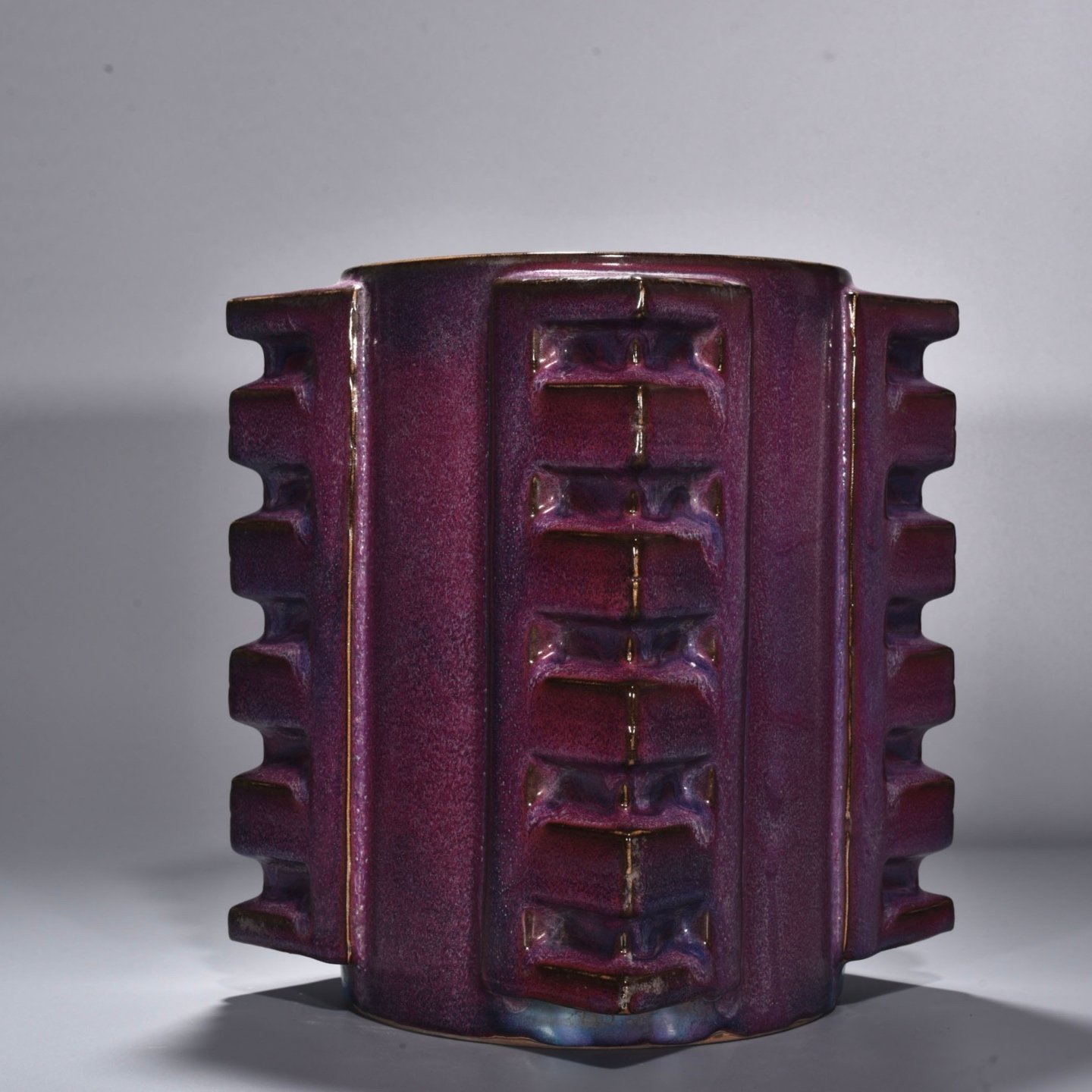 Song Dynasty Jun kiln rose purple glaze large Cong style vase