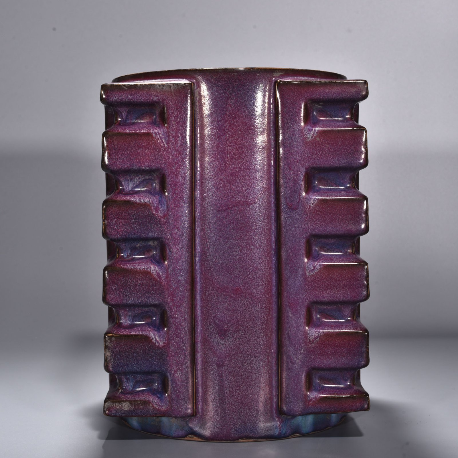 Song Dynasty Jun kiln rose purple glaze large Cong style vase