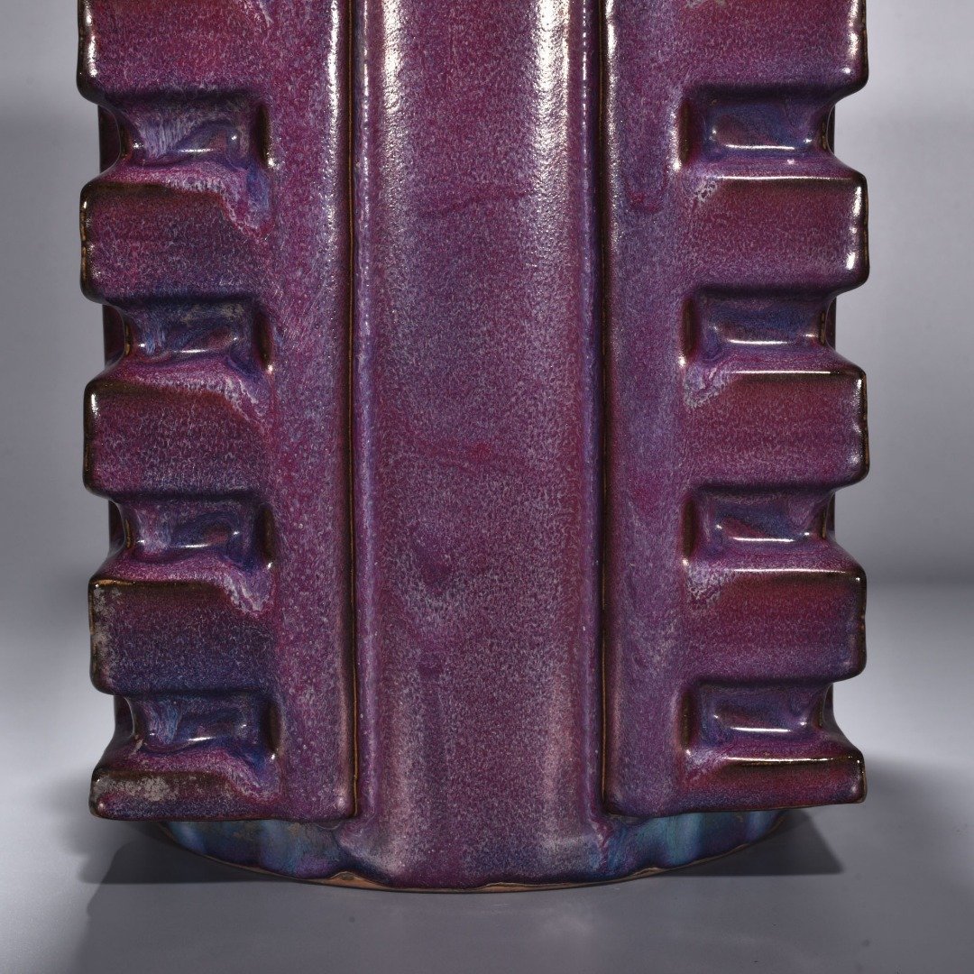 Song Dynasty Jun kiln rose purple glaze large Cong style vase