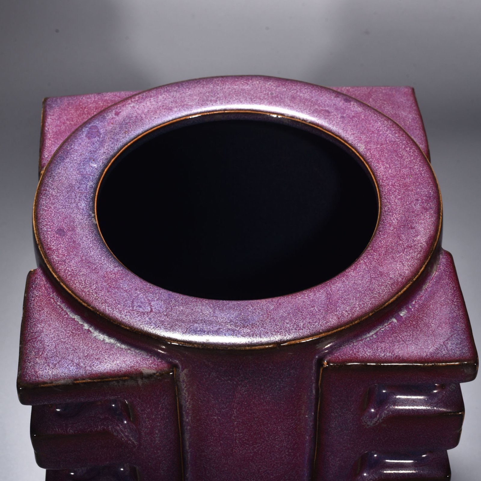 Song Dynasty Jun kiln rose purple glaze large Cong style vase