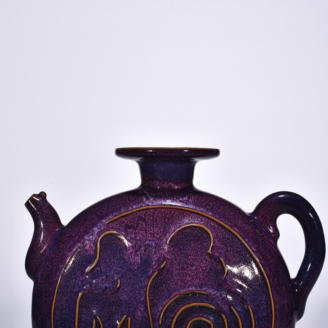 Song Dynasty Jun kiln rose purple glaze Fushou teapot