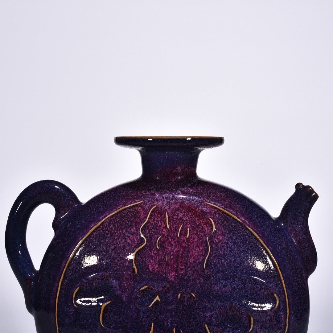 Song Dynasty Jun kiln rose purple glaze Fushou teapot